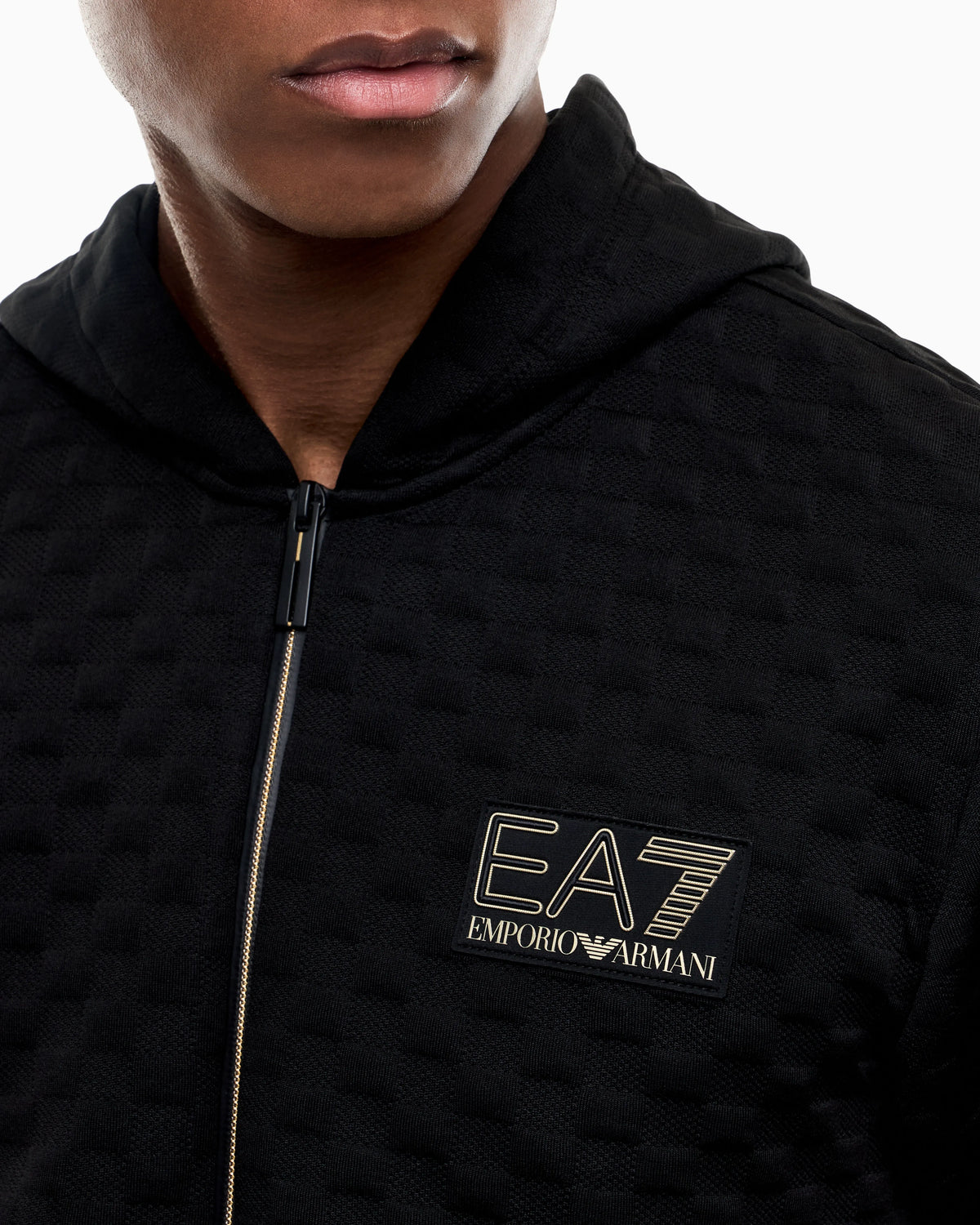 Hoodie Premium Label regular fit full-zip with rib details