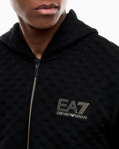 Hoodie Premium Label regular fit full-zip with rib details