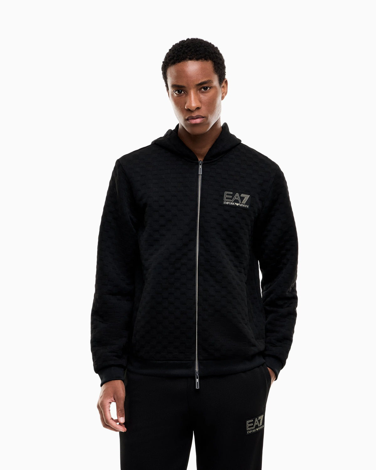 Hoodie Premium Label regular fit full-zip with rib details