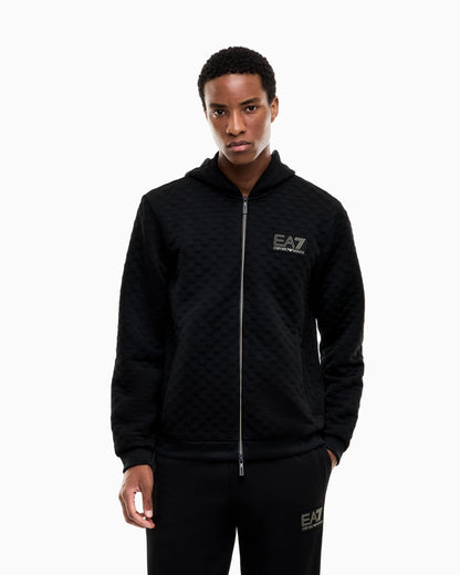 Hoodie Premium Label regular fit full-zip with rib details