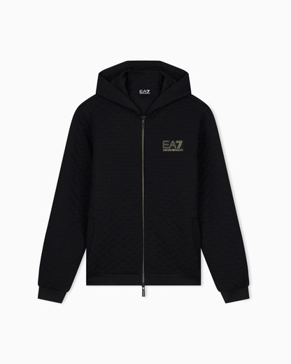 Hoodie Premium Label regular fit full-zip with rib details