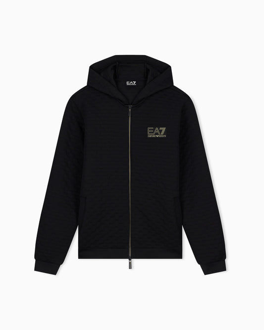 Hoodie Premium Label regular fit full-zip with rib details