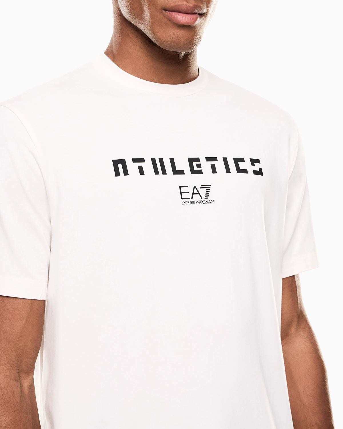 Stretch cotton-blend T-shirt with print