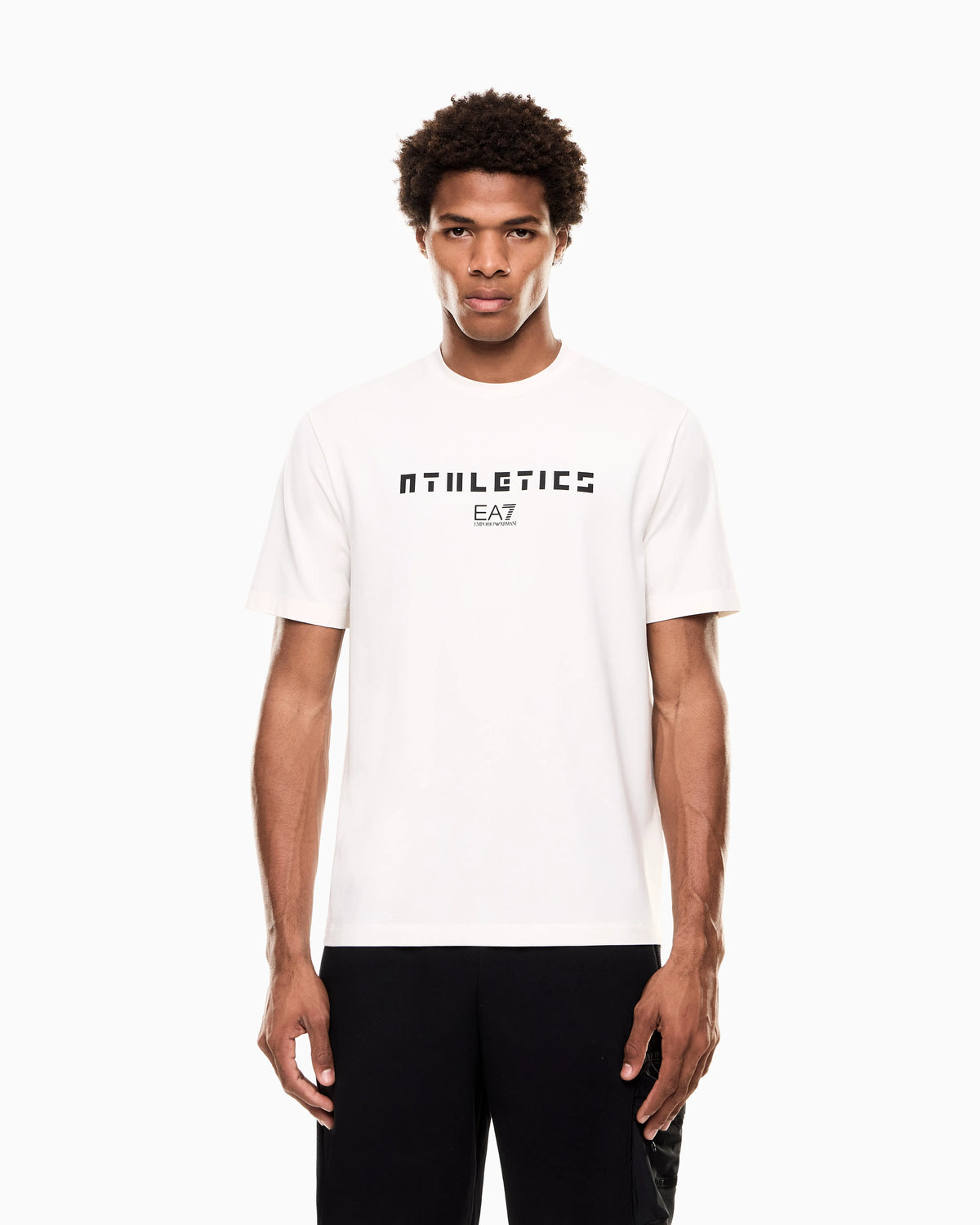 Stretch cotton-blend T-shirt with print