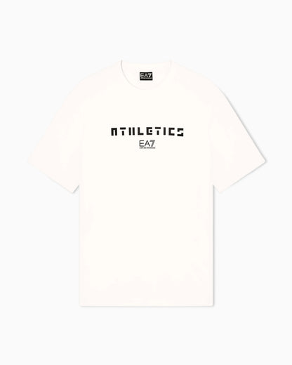 Stretch cotton-blend T-shirt with print