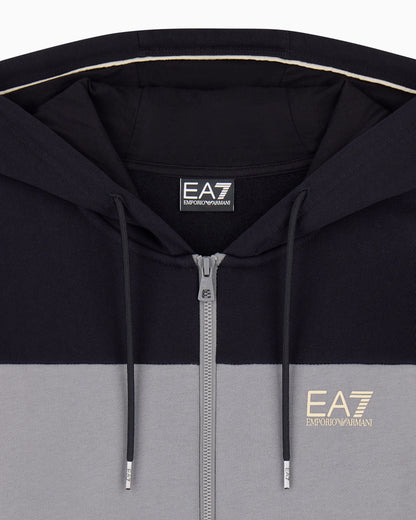 Regular fit jersey hoodie in cotton with full zip