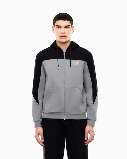 Regular fit jersey hoodie in cotton with full zip