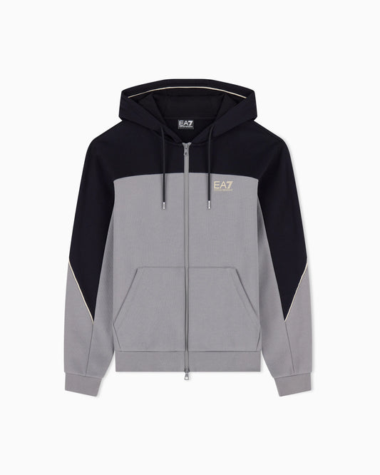 Regular fit jersey hoodie in cotton with full zip