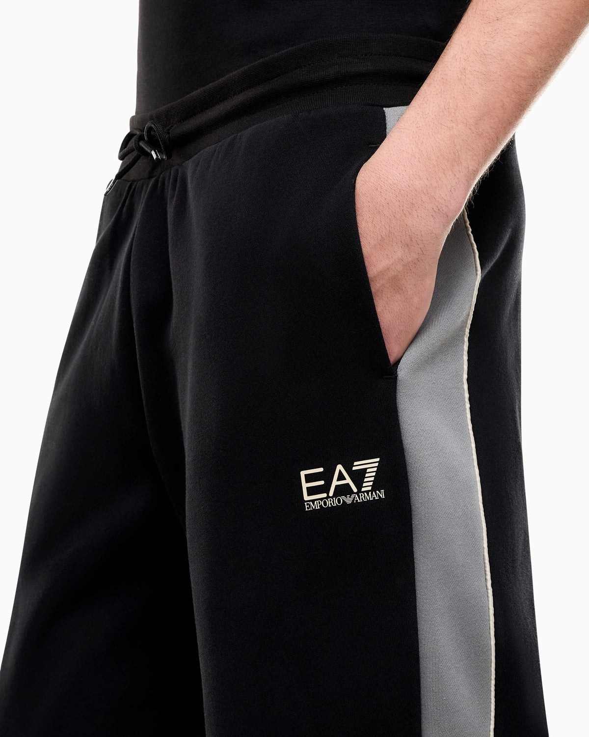 Slim-fit trousers in cotton-blend jersey with rib details
