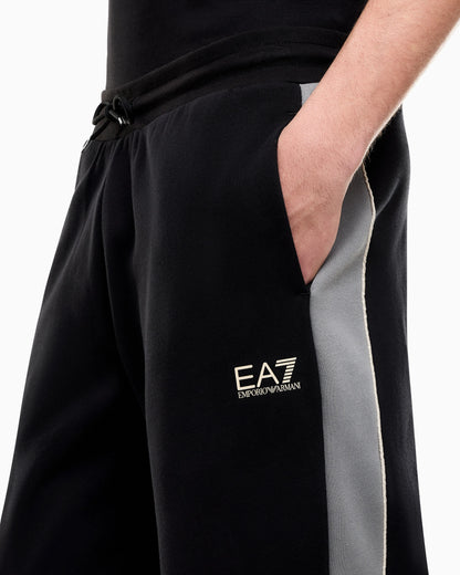 Slim-fit trousers in cotton-blend jersey with rib details
