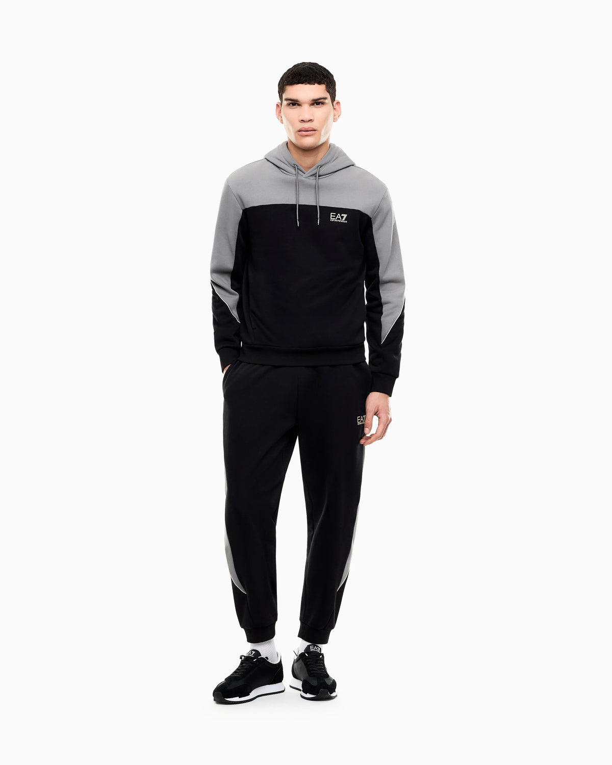 Slim-fit trousers in cotton-blend jersey with rib details