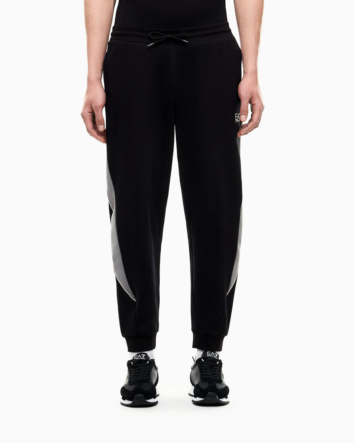 Slim-fit trousers in cotton-blend jersey with rib details