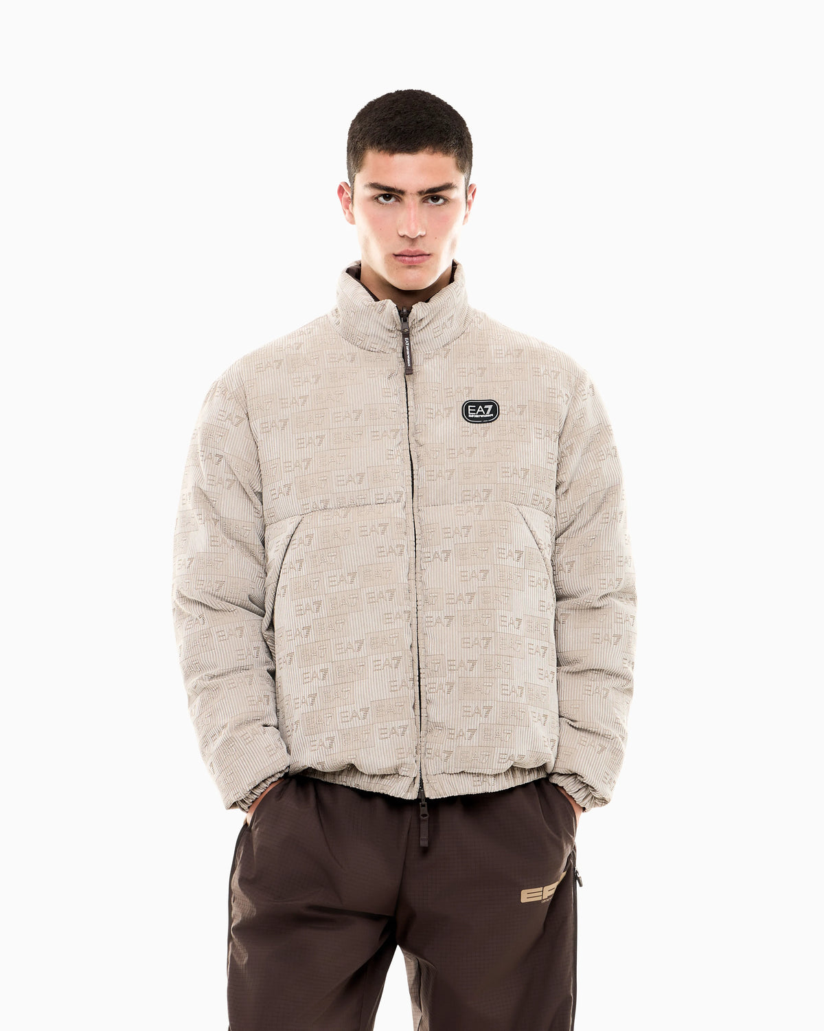 Bomber jacket oversized in velvet with an embossed logo