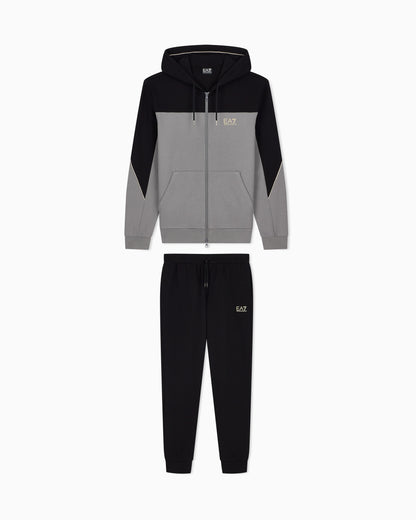 Tracksuit regular fit cotton jersey with hood and zip