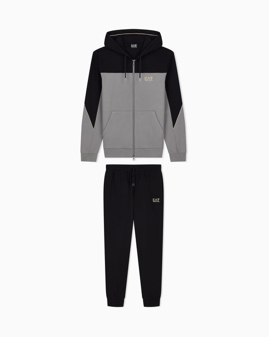 Tracksuit regular fit cotton jersey with hood and zip