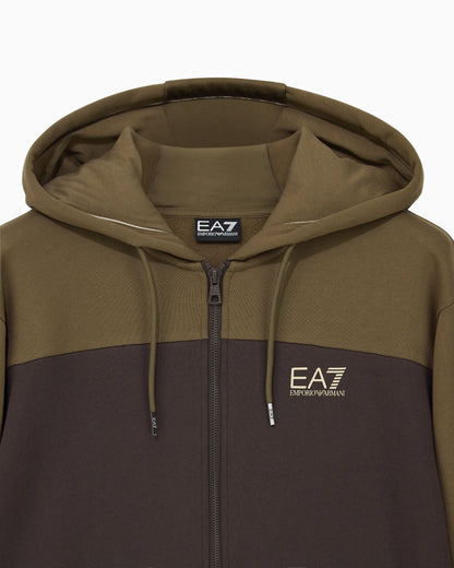 Tracksuit regular fit cotton jersey with hood and zip