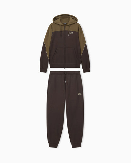 Tracksuit regular fit cotton jersey with hood and zip