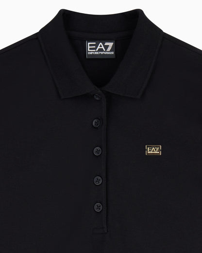 Jersey polo in stretch cotton with metal logo Core Lady