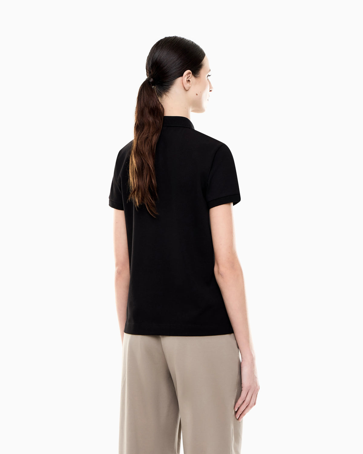 Jersey polo in stretch cotton with metal logo Core Lady