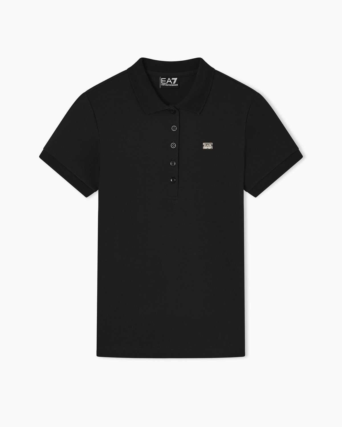 Jersey polo in stretch cotton with metal logo Core Lady