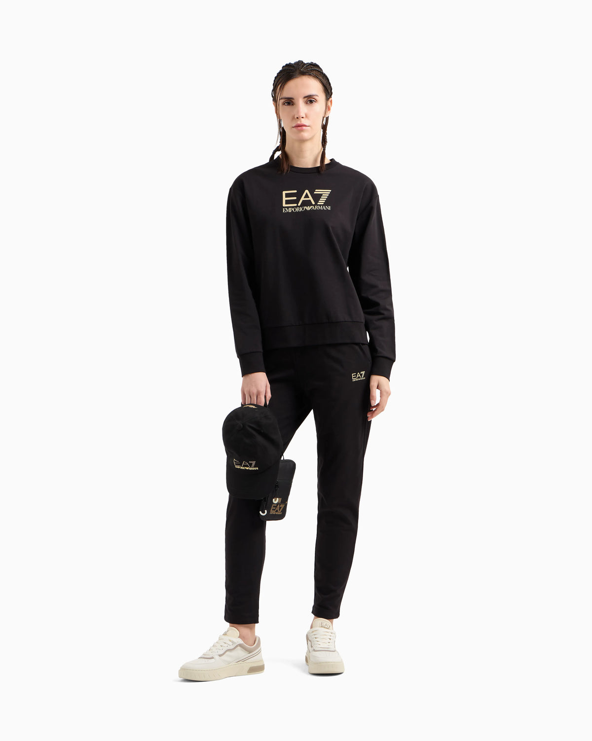 Stretch cotton crewneck logo Tracksuit
