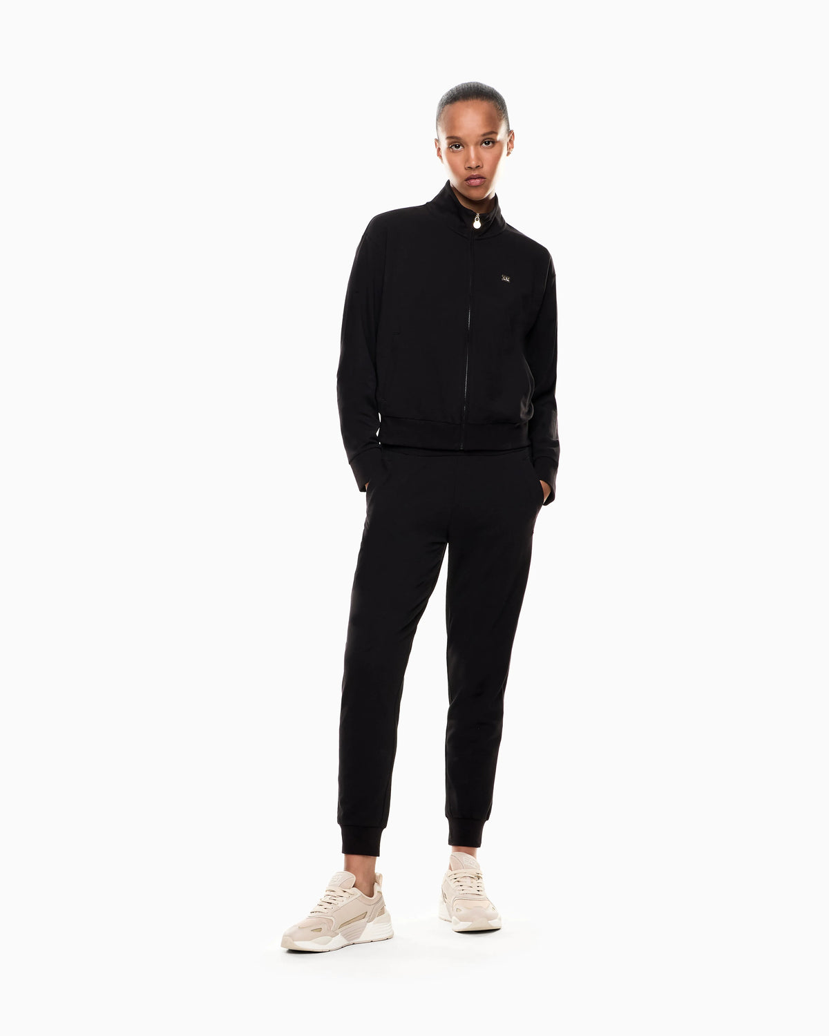 Cotton stretch suit with zip and metal logo Core Lady