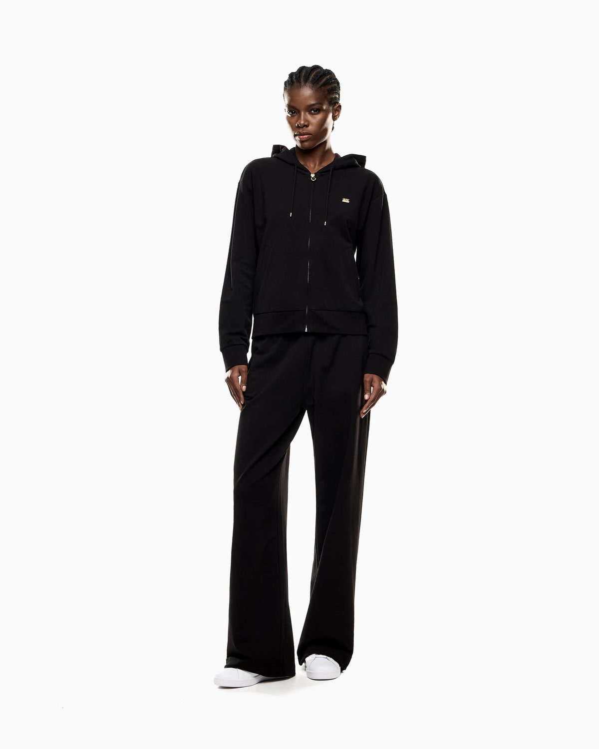 Cotton stretch suit with hood and wide pants Core Lady