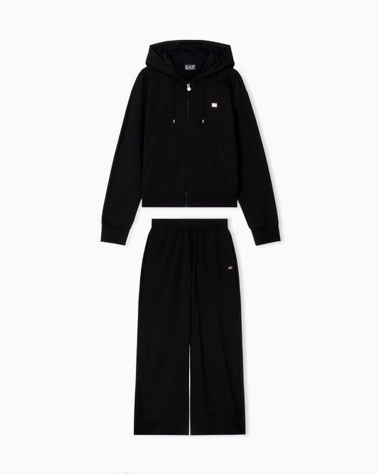 Cotton stretch suit with hood and wide pants Core Lady