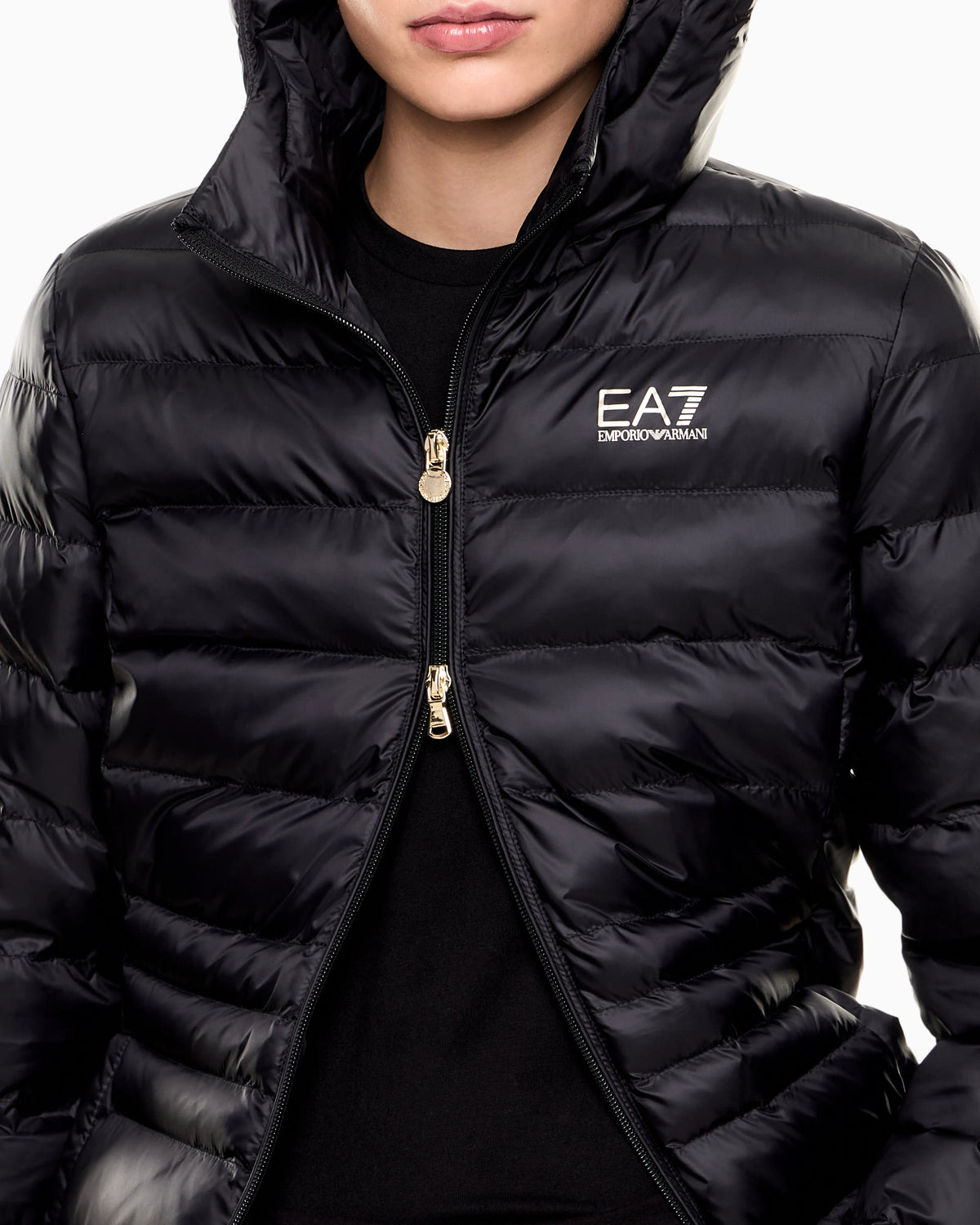 Padded jacket with a fixed hood and front zip Core Lady