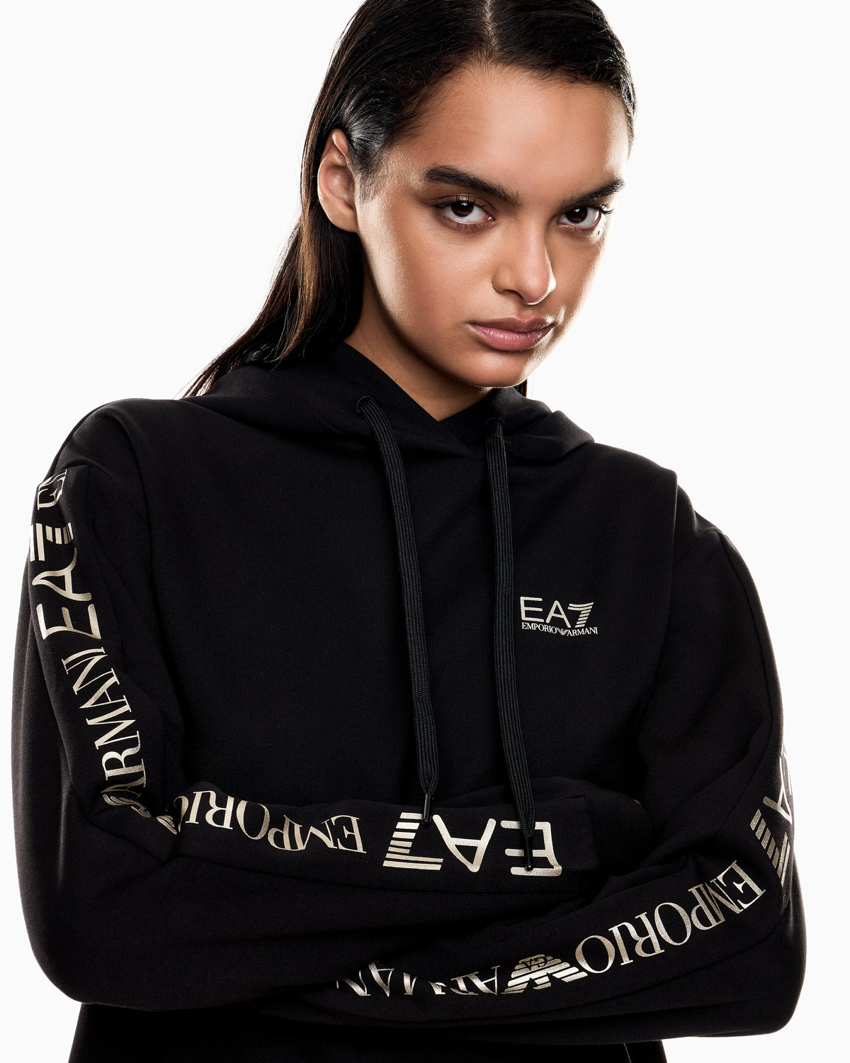 Cotton suit tracksuit with a hood and logo tape Tracksuit
