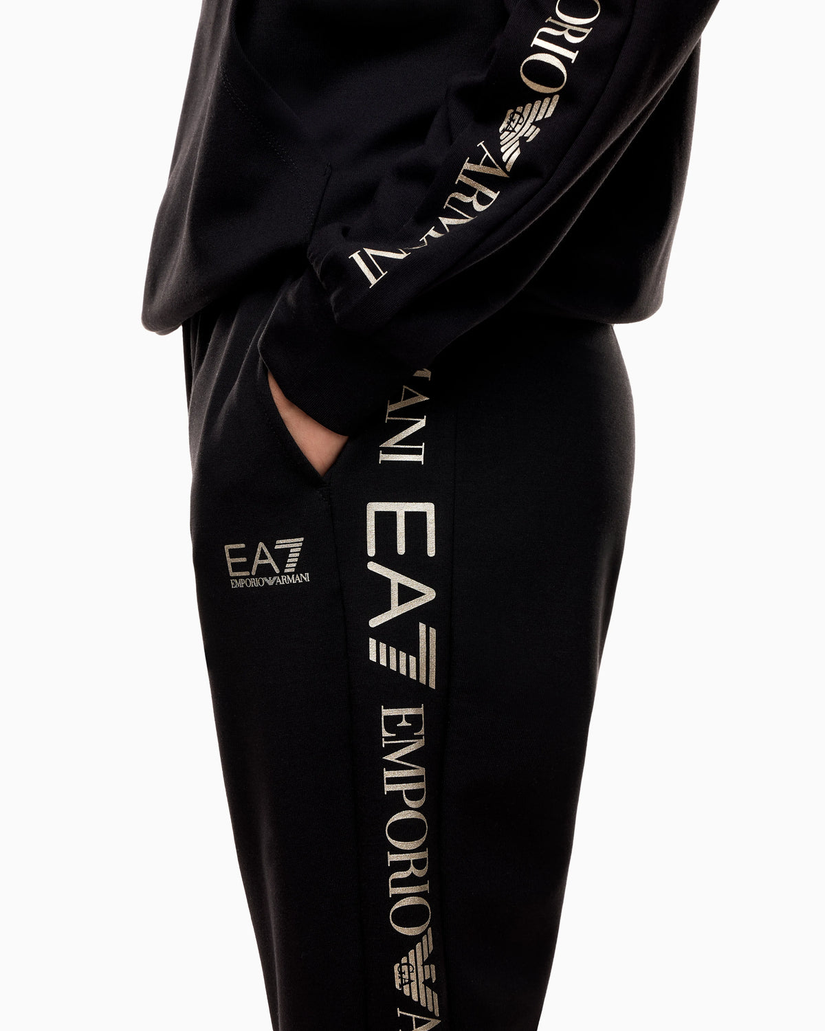 Cotton suit tracksuit with a hood and logo tape Tracksuit