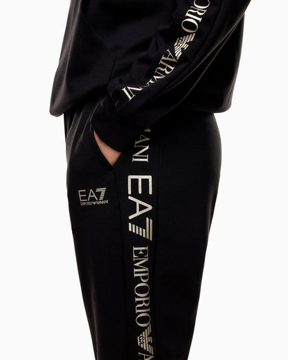 Cotton suit tracksuit with a hood and logo tape Tracksuit