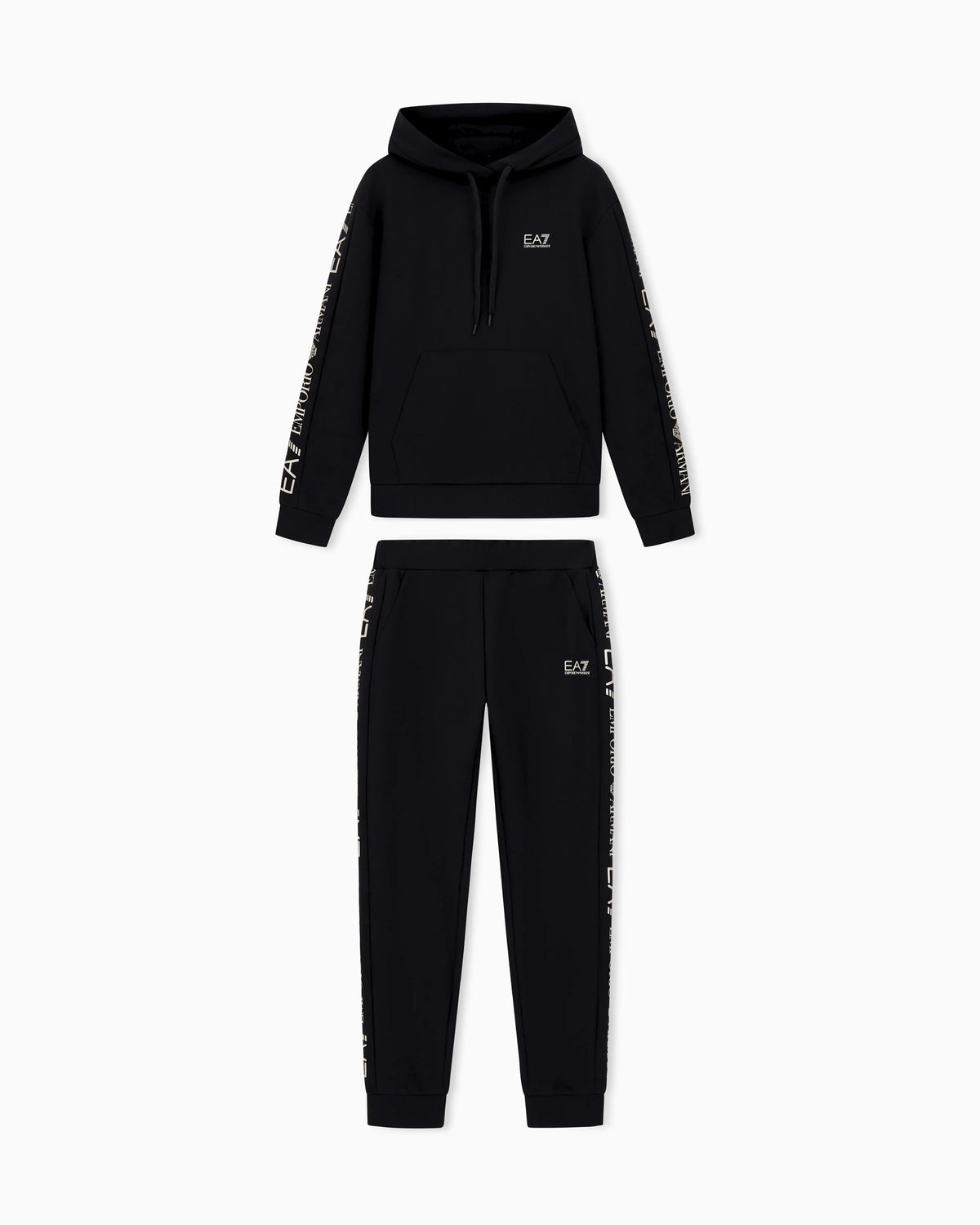 Cotton suit tracksuit with a hood and logo tape Tracksuit