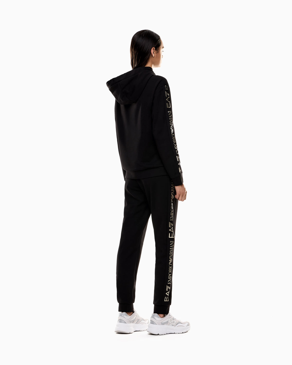 Cotton suit tracksuit with a hood and logo tape Tracksuit