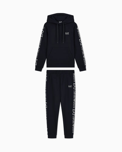 Cotton suit tracksuit with a hood and logo tape Tracksuit