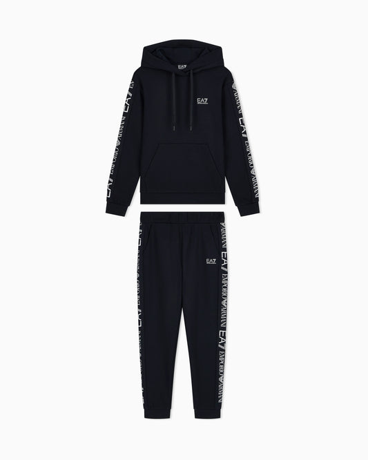 Cotton suit tracksuit with a hood and logo tape Tracksuit