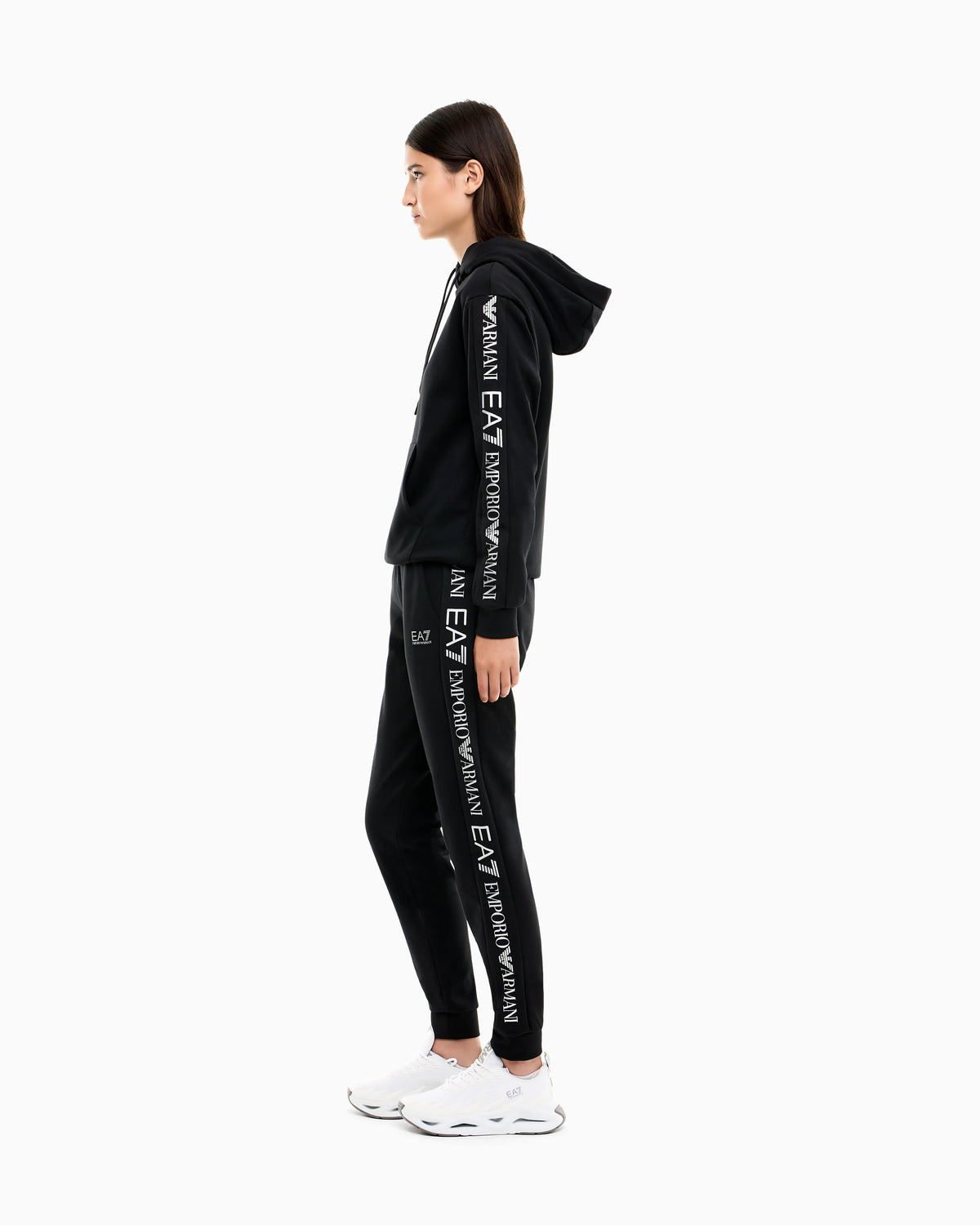 Cotton suit tracksuit with a hood and logo tape Tracksuit