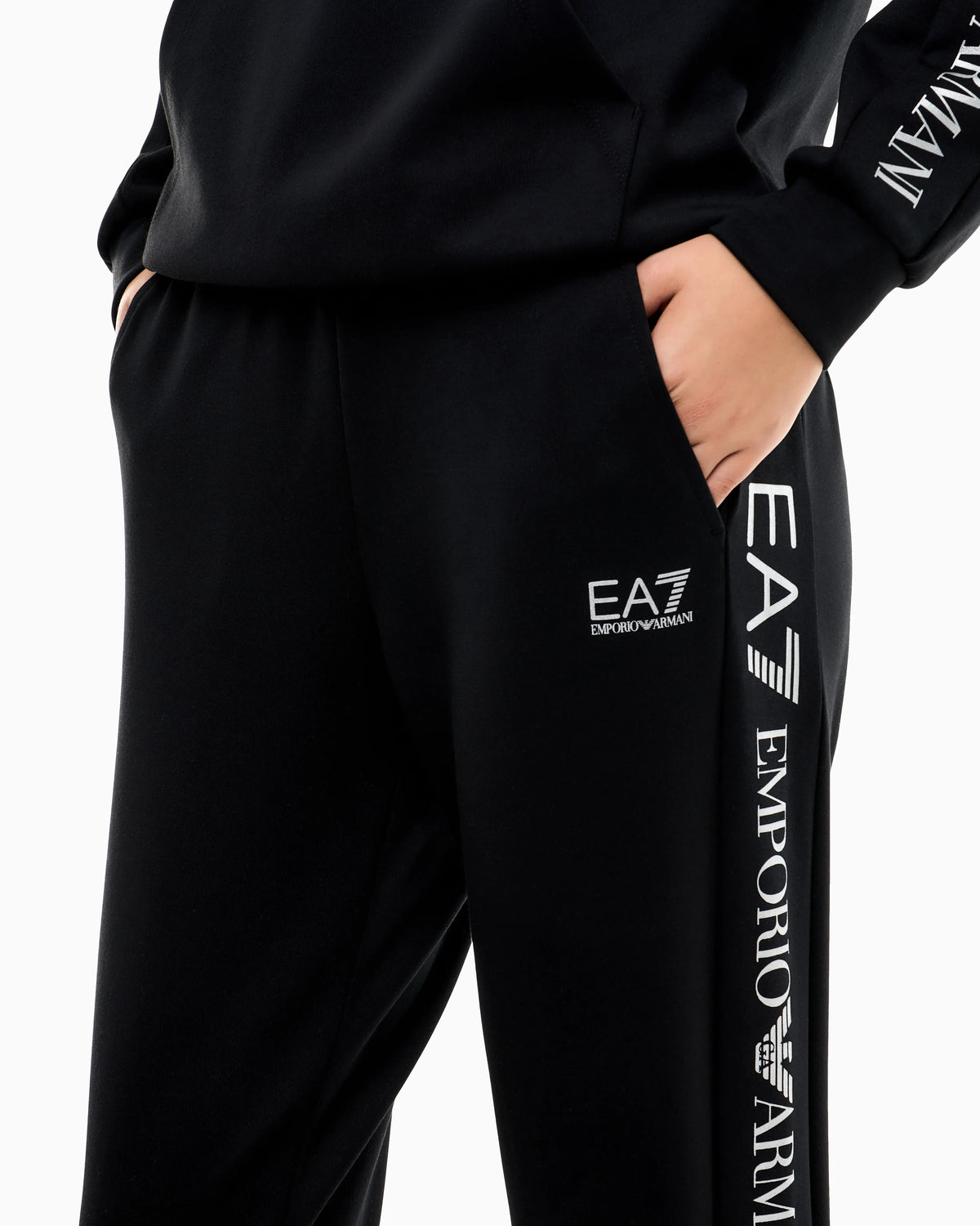 Cotton suit tracksuit with a hood and logo tape Tracksuit