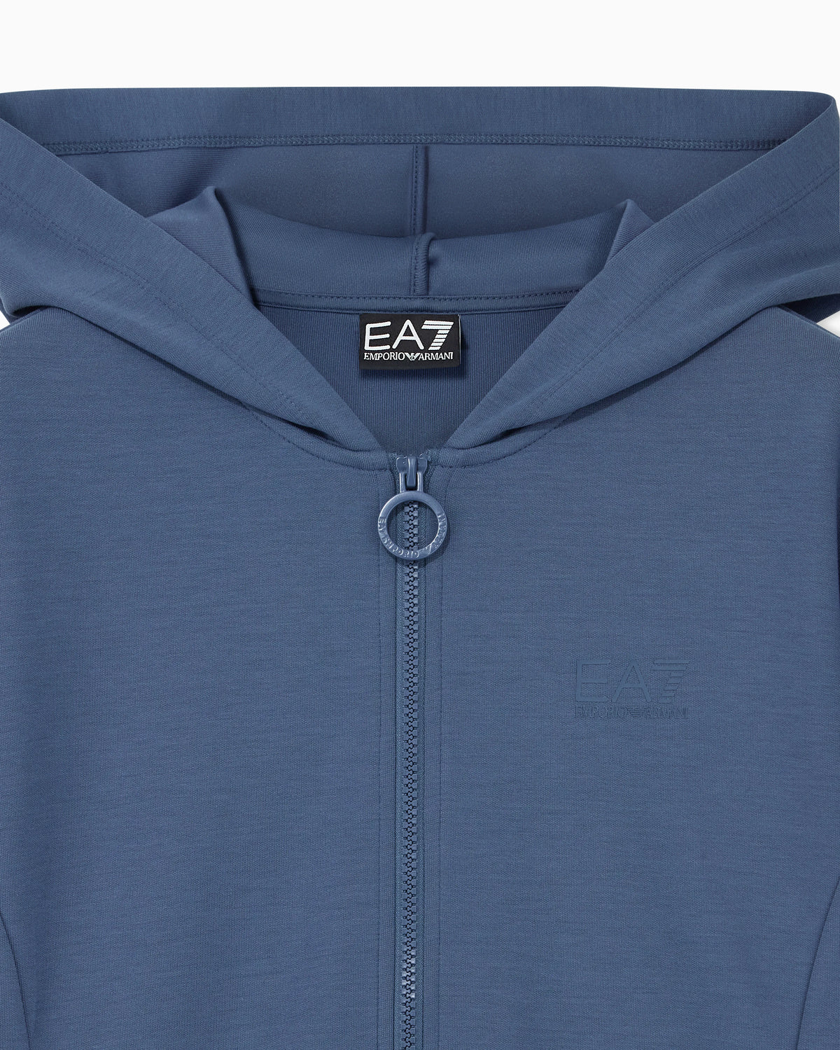 Full-zip hoodie Logo Series in stretch cotton and modal