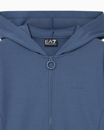 Full-zip hoodie Logo Series in stretch cotton and modal