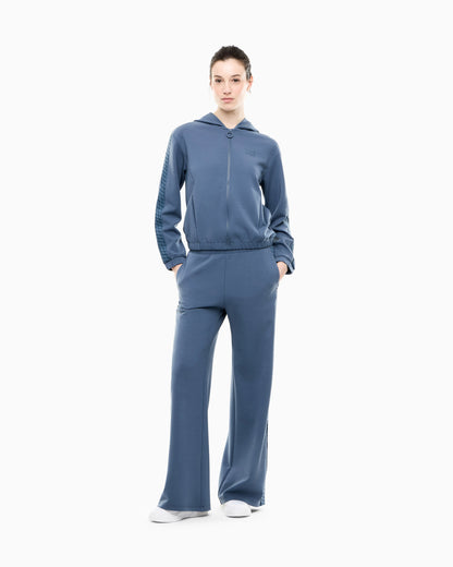 Full-zip hoodie Logo Series in stretch cotton and modal