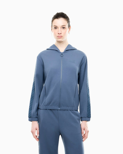 Full-zip hoodie Logo Series in stretch cotton and modal