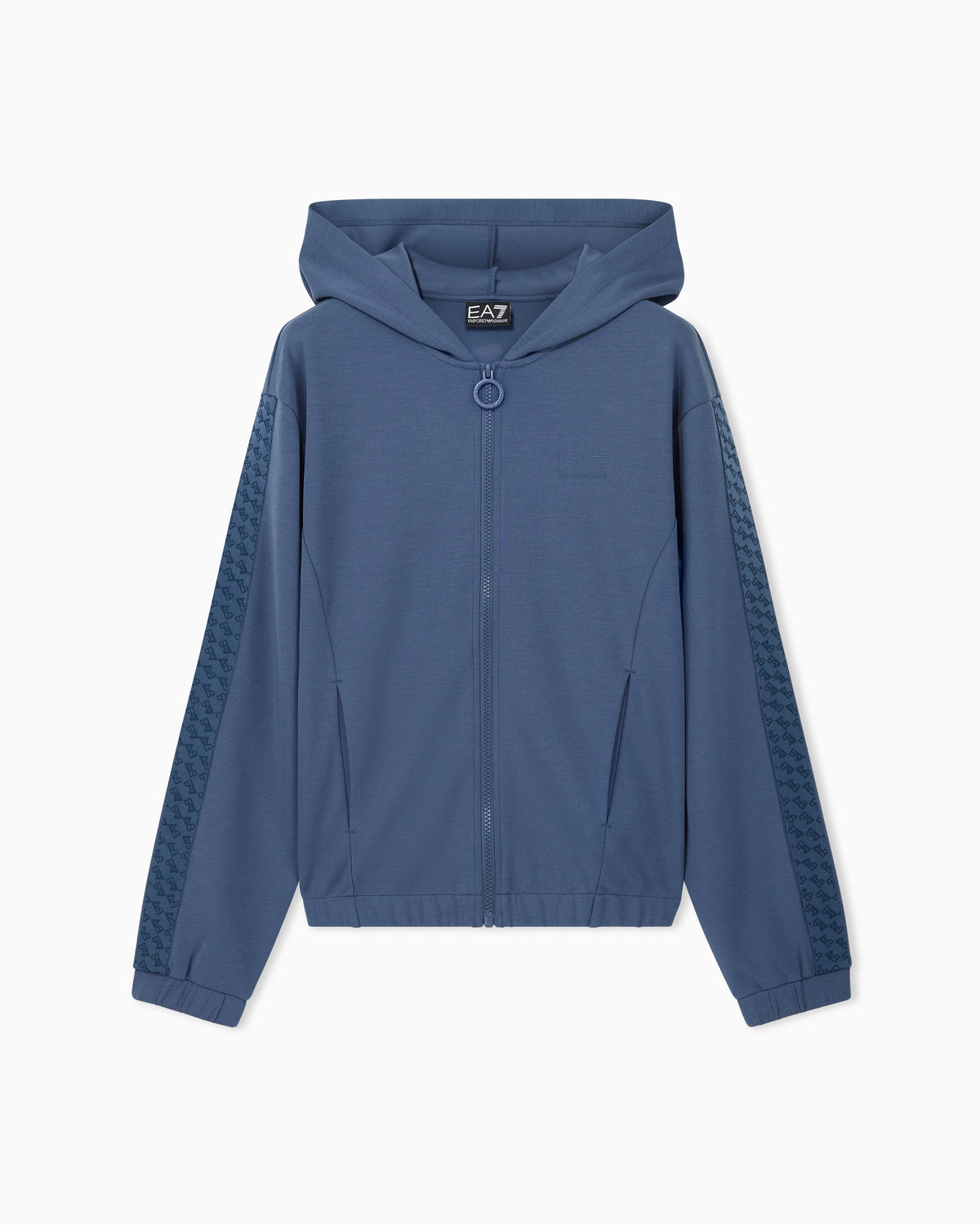 Full-zip hoodie Logo Series in stretch cotton and modal
