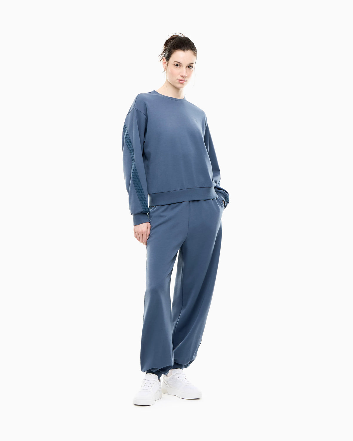 Regular fit tracksuit in stretch cotton and modal with tape
