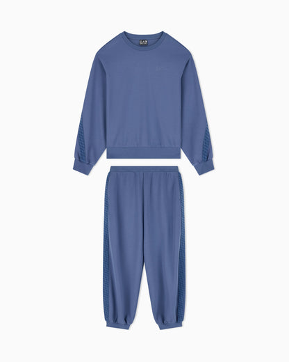 Regular fit tracksuit in stretch cotton and modal with tape
