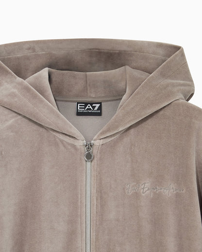 Regular fit full-zip hoodie Athletic Velour in cotton