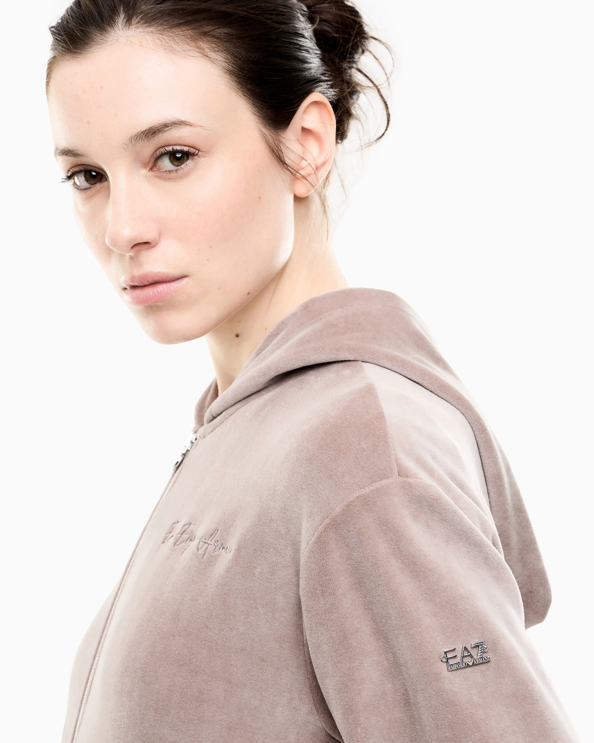 Regular fit full-zip hoodie Athletic Velour in cotton