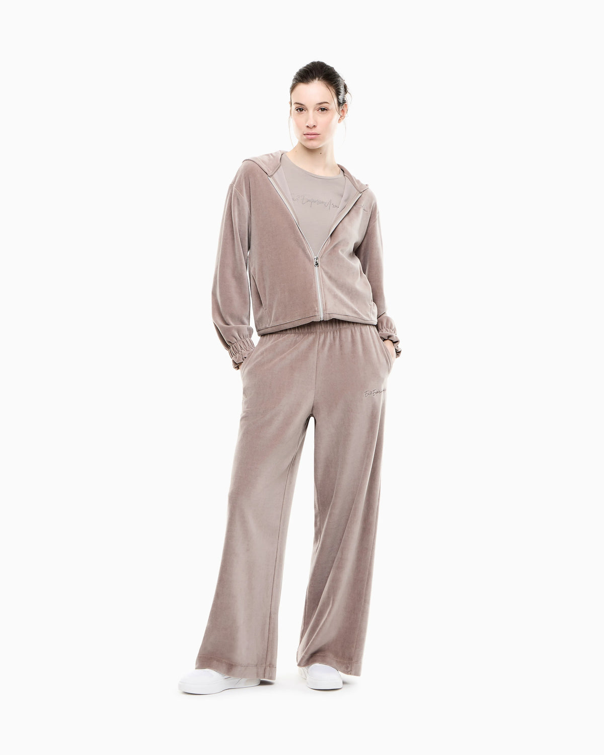 Regular fit full-zip hoodie Athletic Velour in cotton