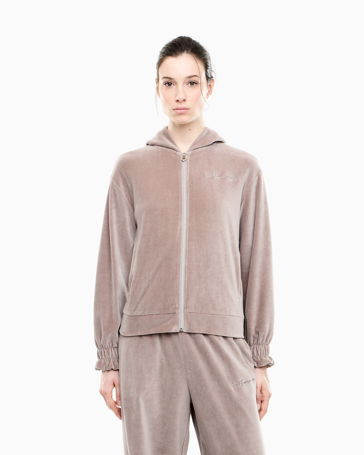 Regular fit full-zip hoodie Athletic Velour in cotton