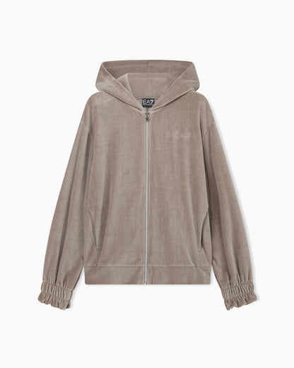 Regular fit full-zip hoodie Athletic Velour in cotton